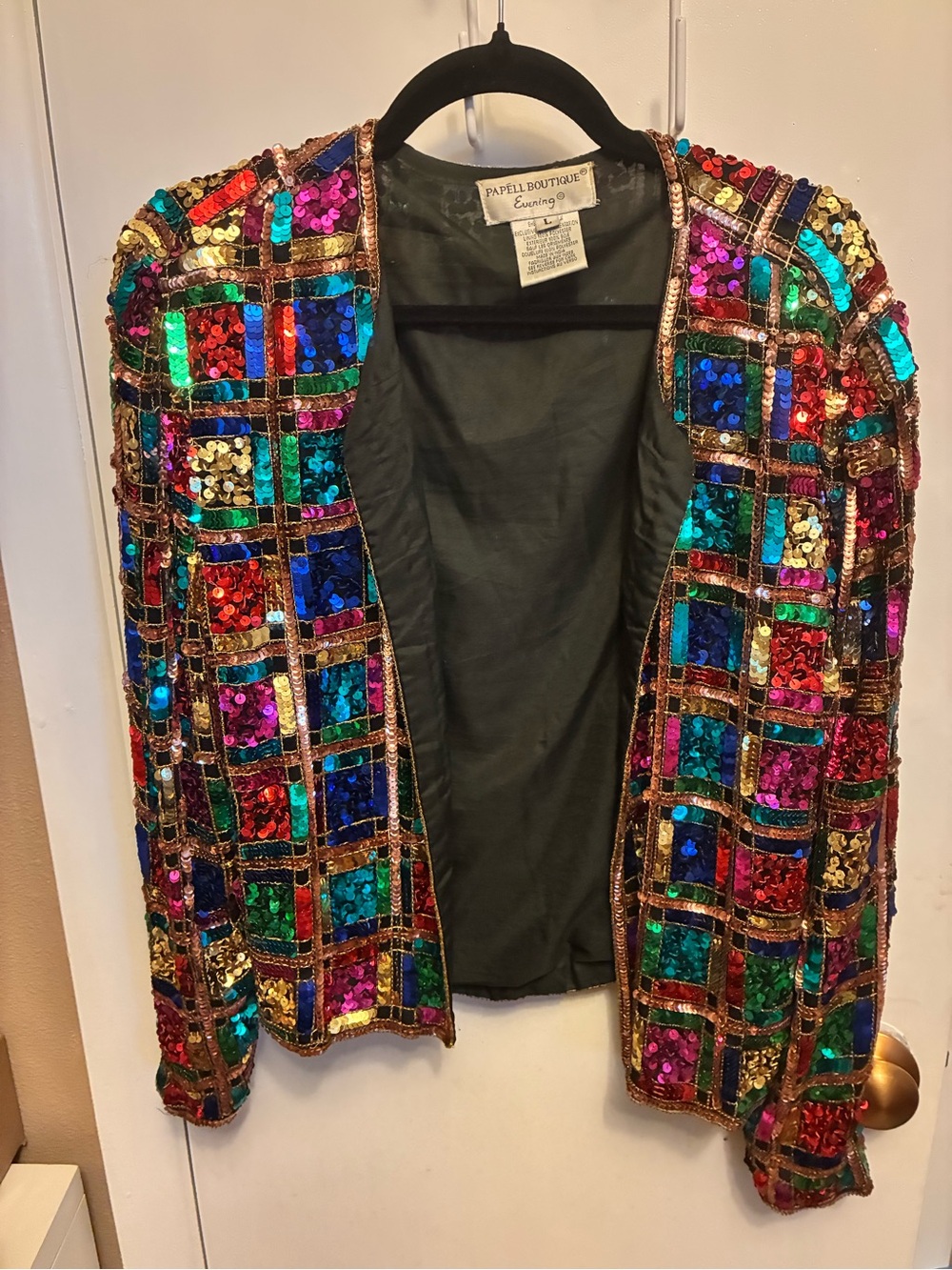 Papell Boutique Multicolor Sequin Grid Blazer